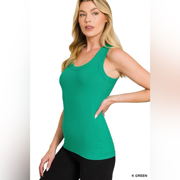 Zenana Ribbed Scoop Neck Tank Top - Picture 2 of 4